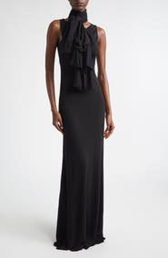 Alaïa Bow Detail Fluid Jersey Dress
