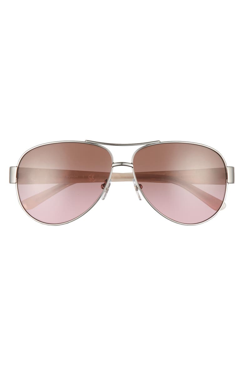 60mm Aviator Sunglasses, Alternate, color, SILVER