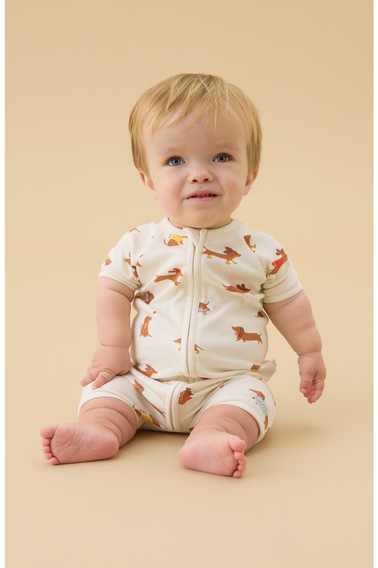 Summer Zip Up Sleepsuit, Alternate, color, Sausage Dog Print