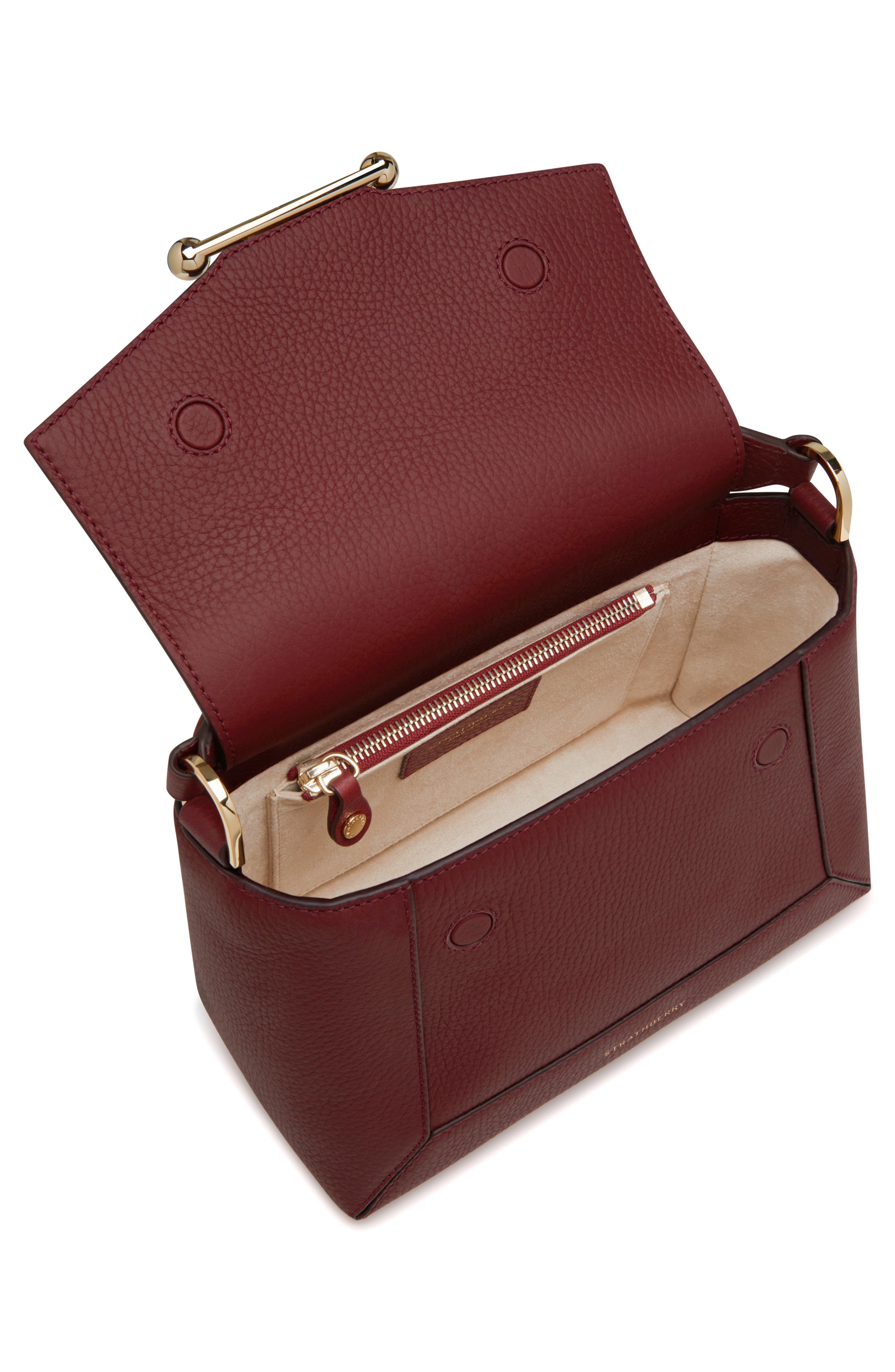 Mosaic Leather Top Handle Bag, Alternate, color, OXBLOOD