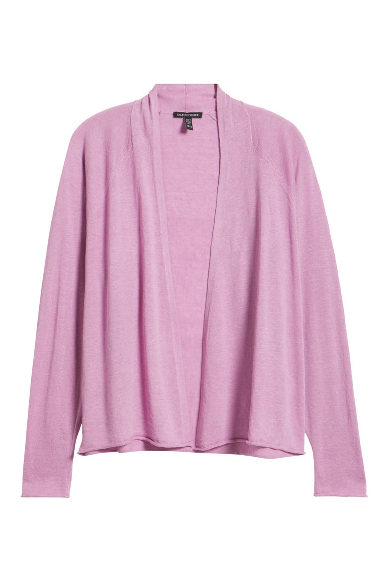 Organic Linen & Organic Cotton Open Front Cardigan, Alternate, color, FRENCH LILAC