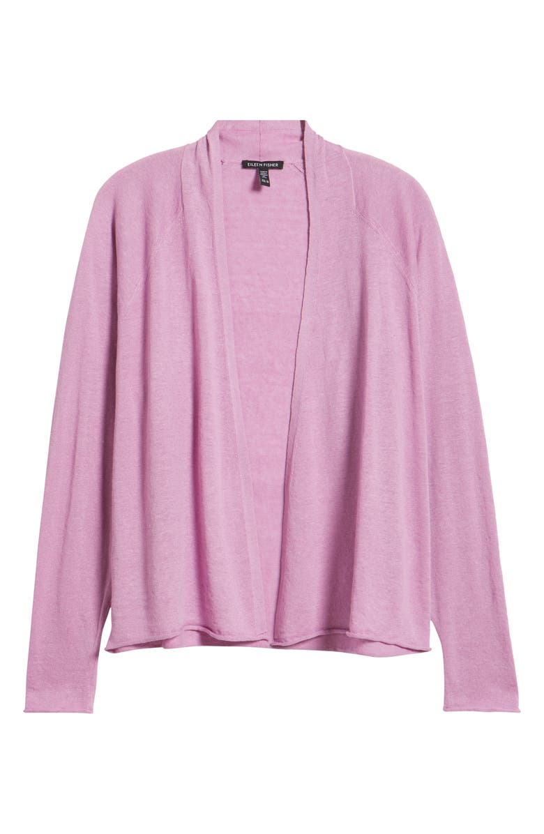Eileen Fisher Organic Linen & Organic Cotton Open Front Cardigan, Alternate, color, French Lilac
