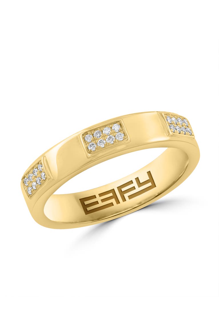 925 Gold Plated Silver Diamond Bar Station Band, Main, color, 14K Gold Plate