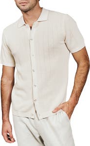 7 Diamonds Nash Knit Short Sleeve Button-Up Shirt