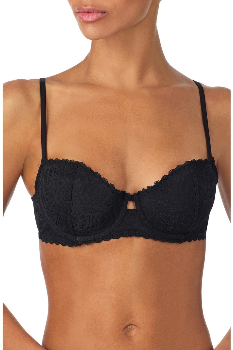 Deco Underwire Lace Balconette Bra, Main, color, BLACK
