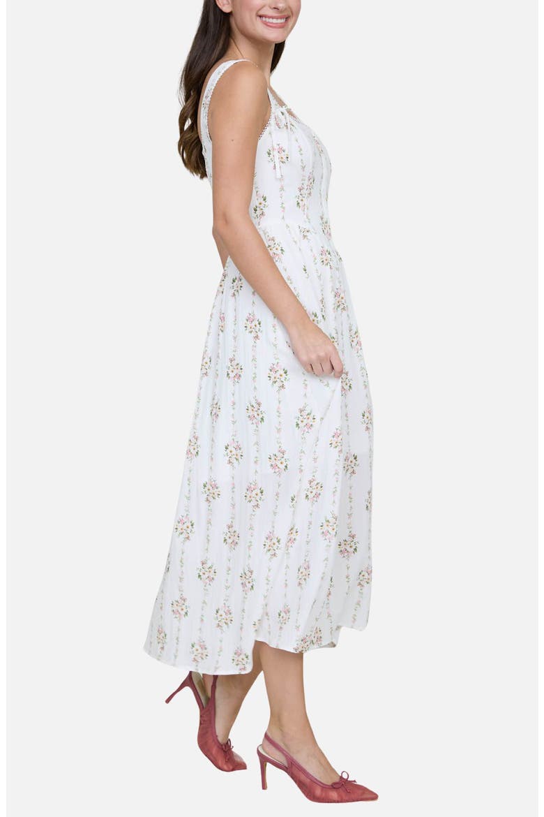 Lace Trim Corset Fit & Flare Dress, Alternate, color, IVORY MULTI