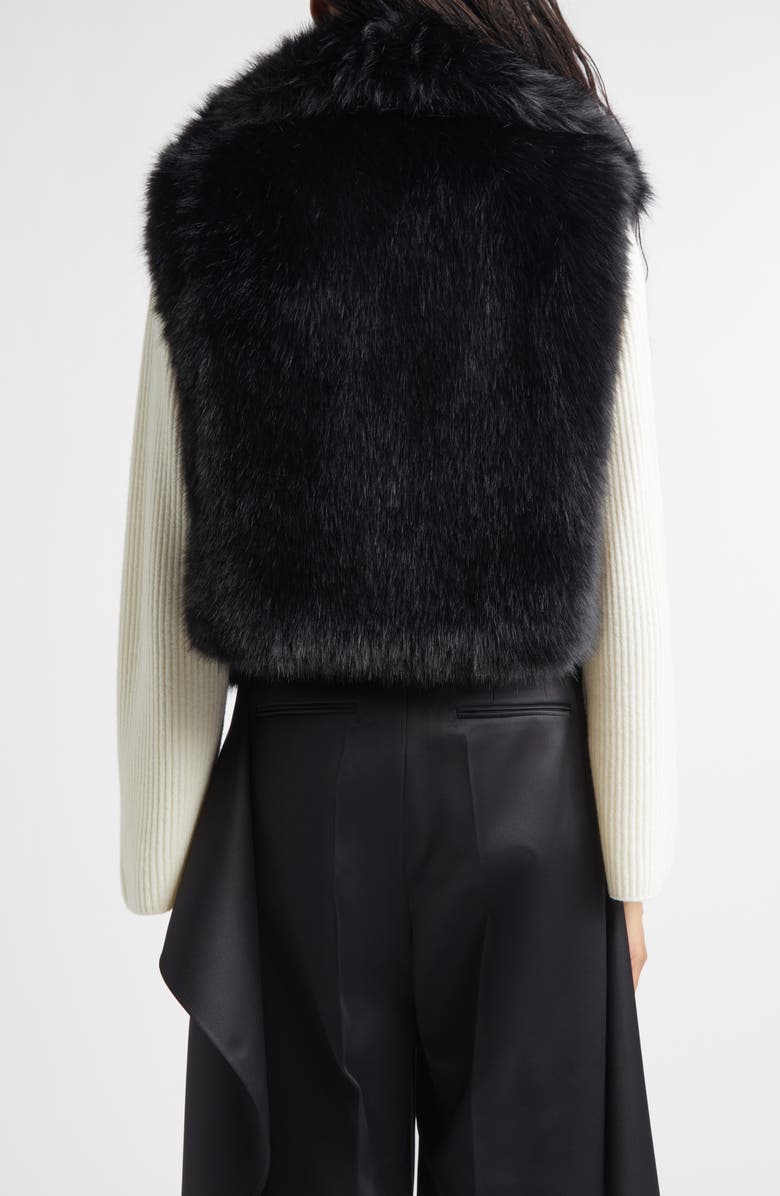 EENK Stand Collar Faux Fur Vest, Alternate, color, Black Polyester