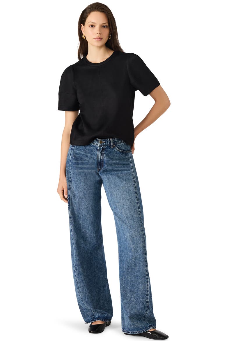 Faux Suede T-Shirt, Alternate, color, BLACK