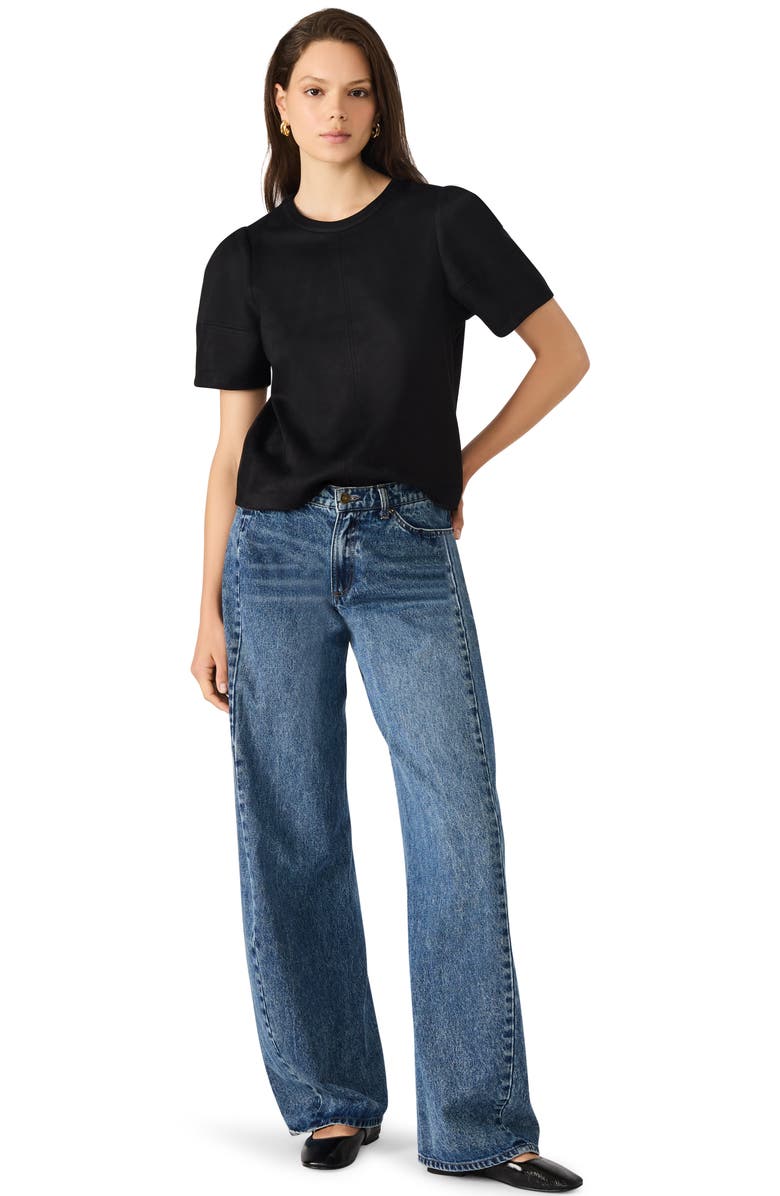 Steve Madden Faux Suede T-Shirt, Alternate, color, Black