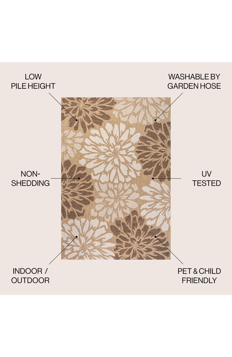 JONATHAN Y Zinnia Modern Floral Textured Weave Indoor/Outdoor Area Rug, Alternate, color, Brown/Cream