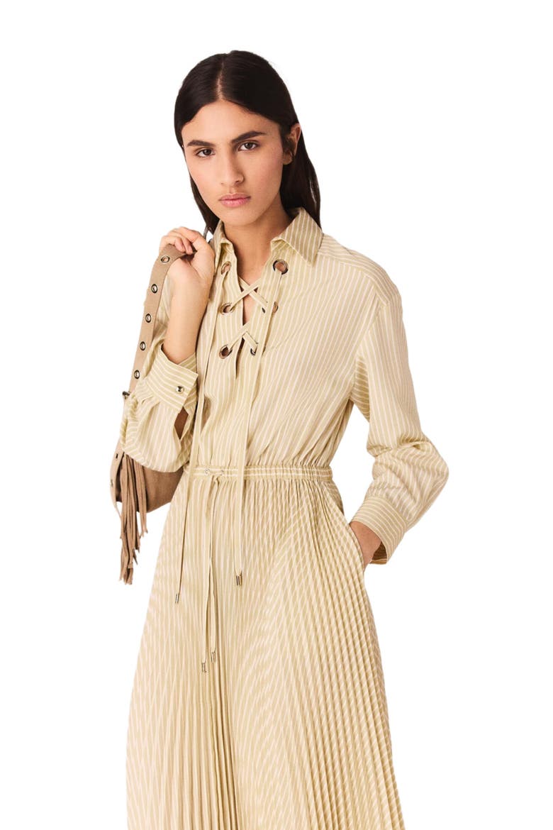 Eyelet pleated maxi dress, Alternate, color, Pale yellow