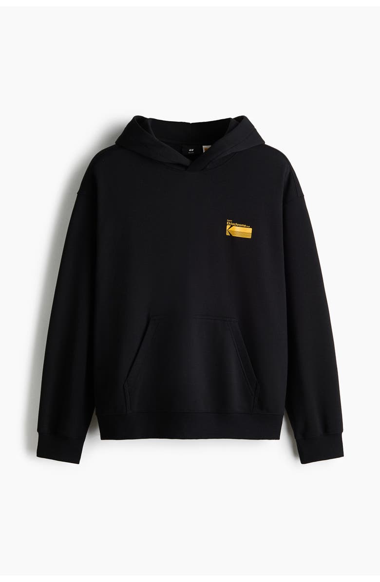 H&M Loose Fit Printed Hoodie, Main, color, Black/Kodak