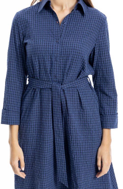 Max Studio Plaid Midi Shirtdress In Blue