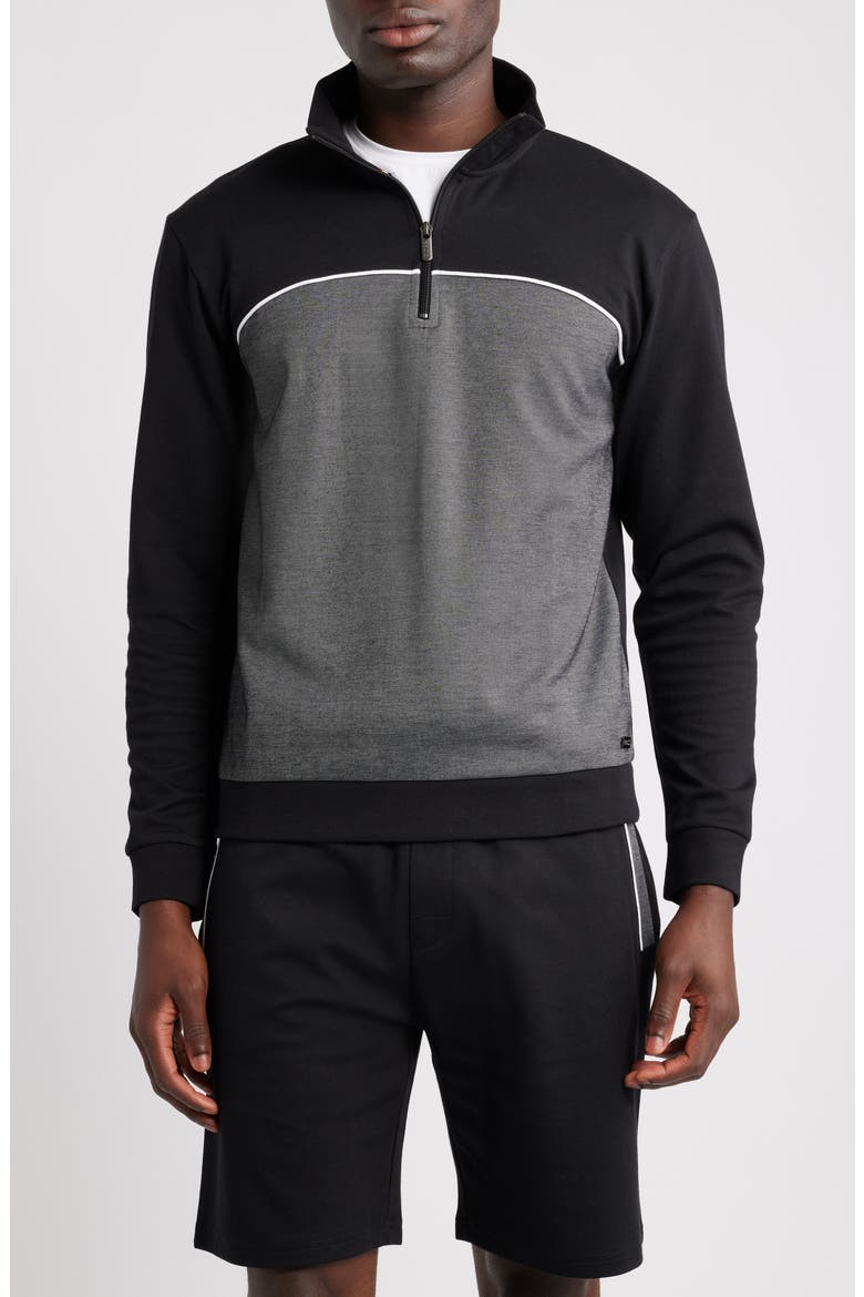 Quarter Zip Track Pullover, Main, color, BLACK