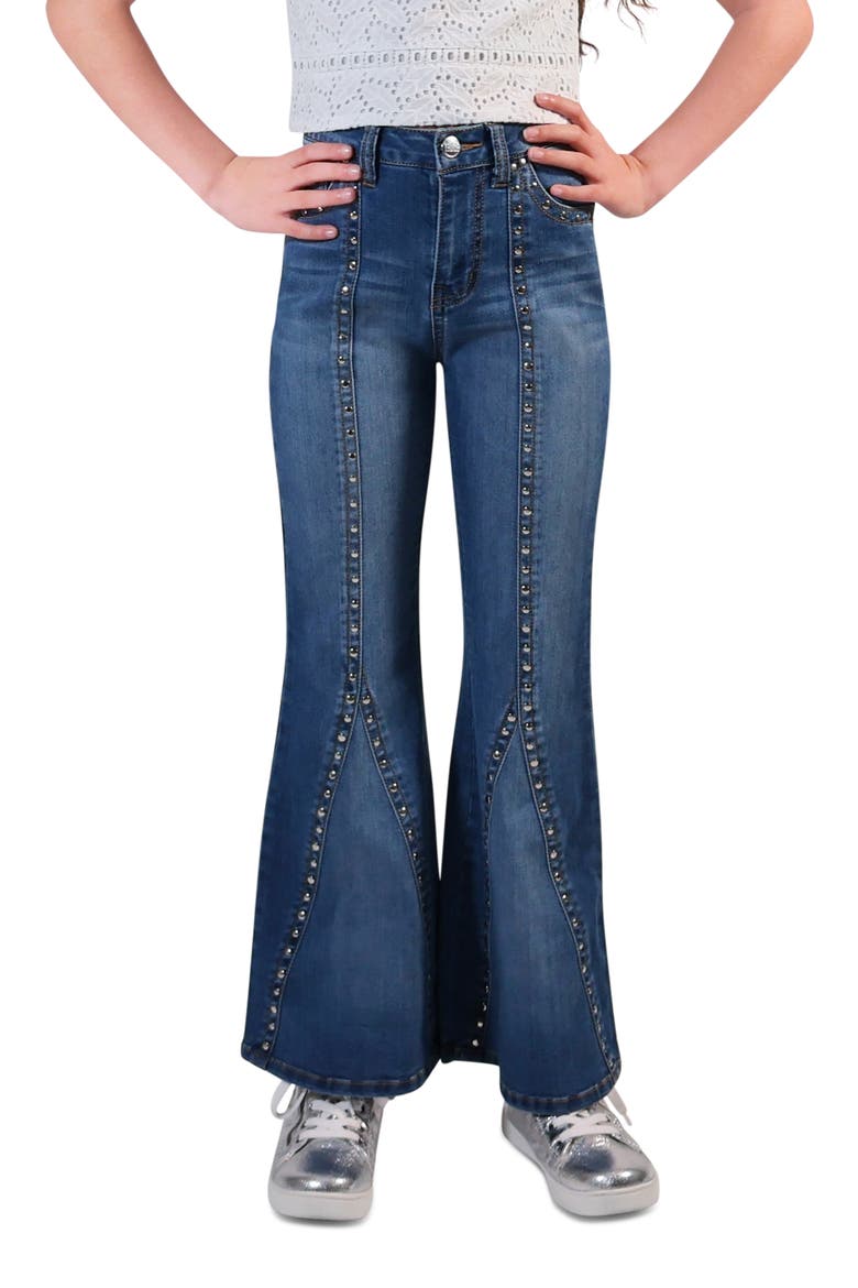 Kids' Studded Flare Jeans, Alternate, color, DENIM