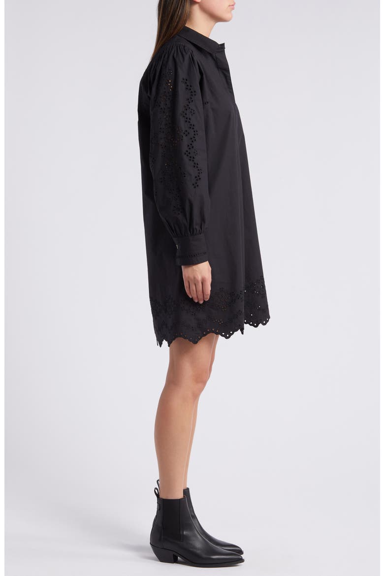 Fernanda Eyelet Long Sleeve Shirtdress, Alternate, color, BLACK EYELET