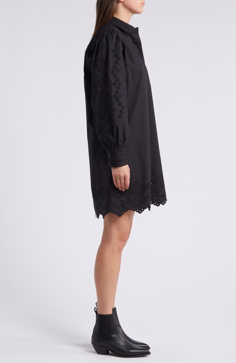 Rails Fernanda Eyelet Long Sleeve Shirtdress, Alternate, color, Black Eyelet