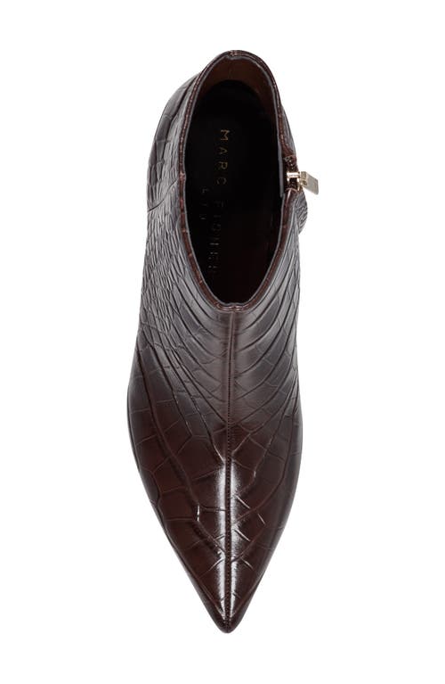 Marc Fisher Ltd Itzia Croc Embossed Bootie In Brown