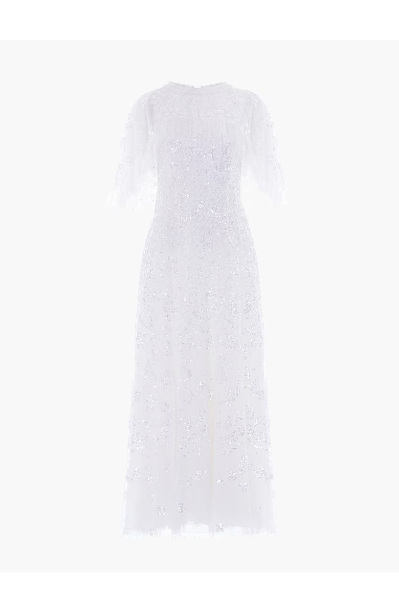 Needle & Thread Freya Cape Ankle Gown, Alternate, color, Swan White