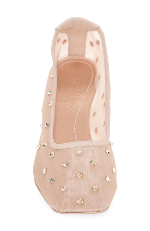 Cult Gaia Winnie Crystal Mesh Pumps In Beige