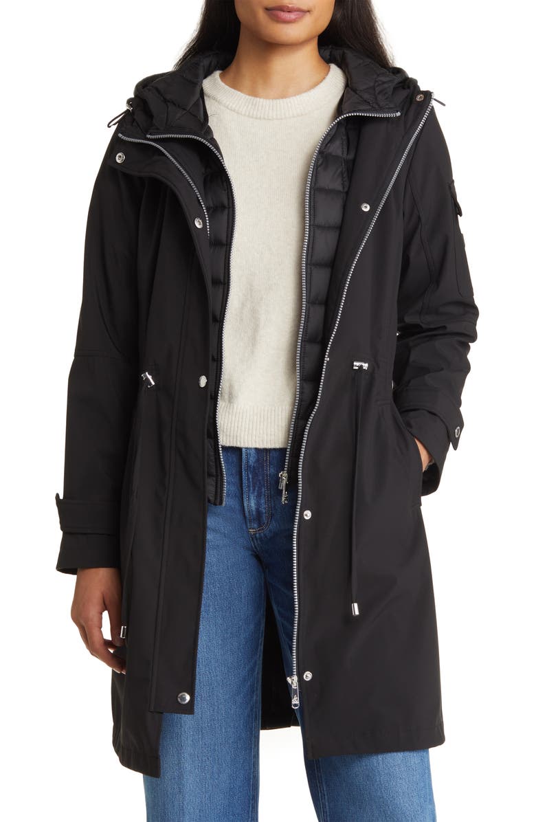 Sam Edelman Water Resistant Rain Jacket with Bib, Alternate, color,