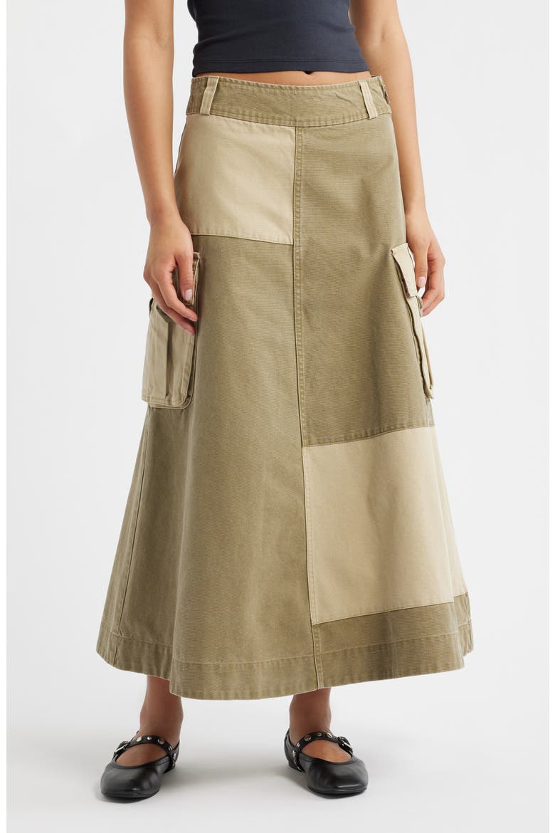 Marcelle Barn Midi Skirt, Main, color, OLIVE