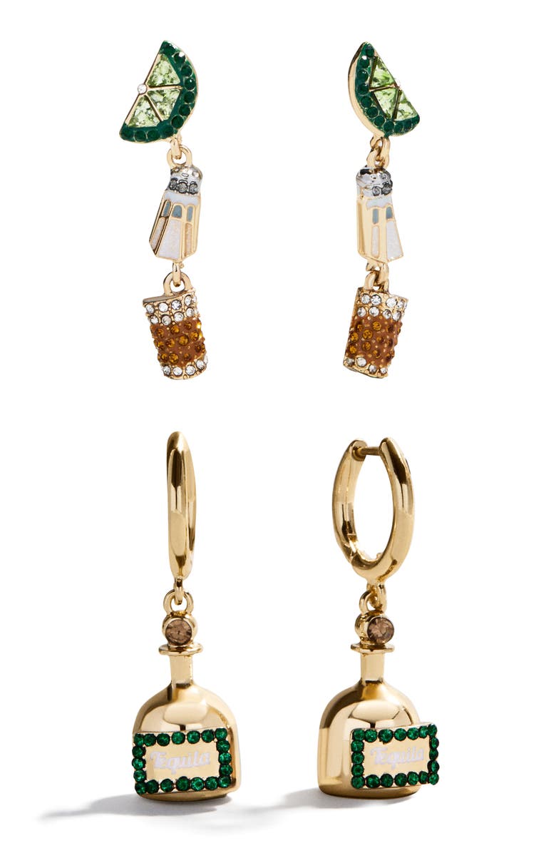 BaubleBar On The Rocks Set of 2 Drop Earrings, Main, color, Gold Multi