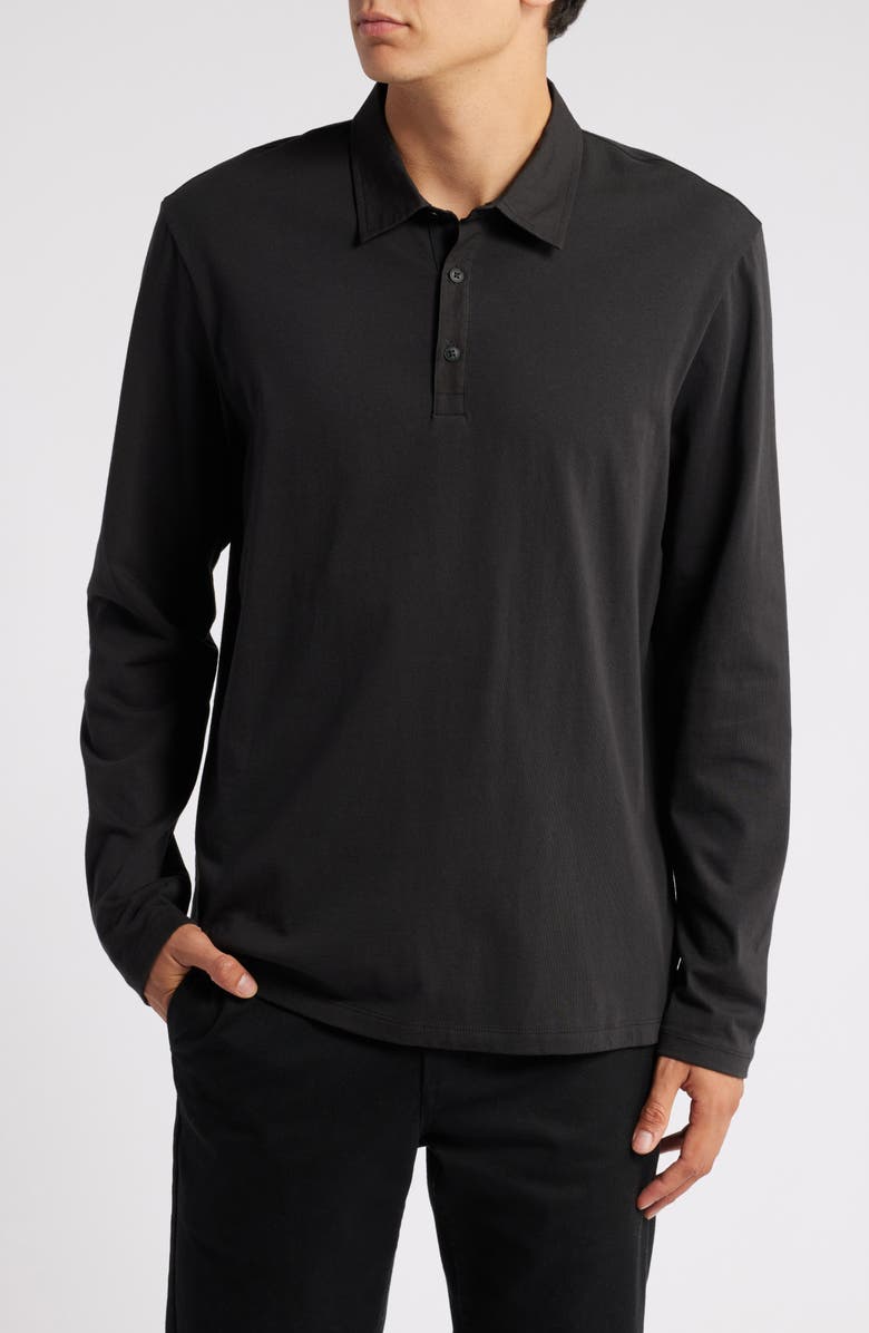 ATM Anthony Thomas Melillo Heavyweight Jersey Long Sleeve Polo, Main, color, Black