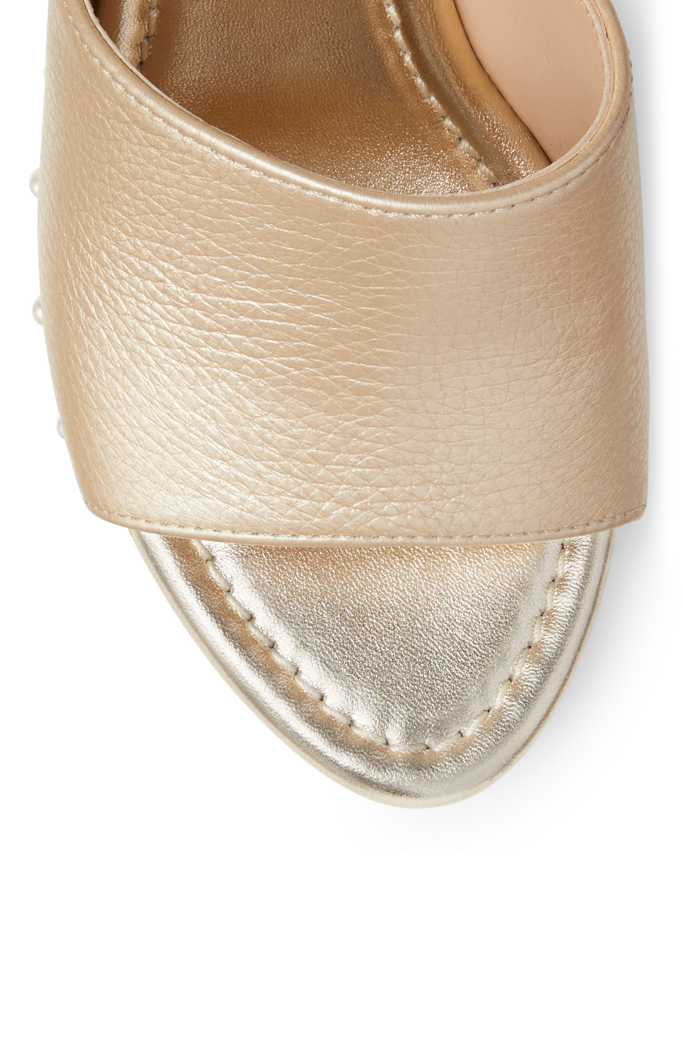 Imitation Pearl Clog Sandal, Alternate, color, PLATINO