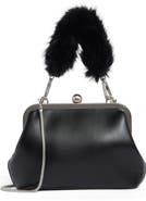 BCBG Faux Fur Handle Faux Leather Frame Clutch