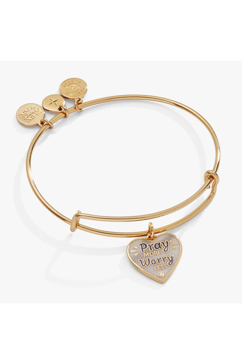 Pray More Worry Less Bangle, Main, color, Gold 