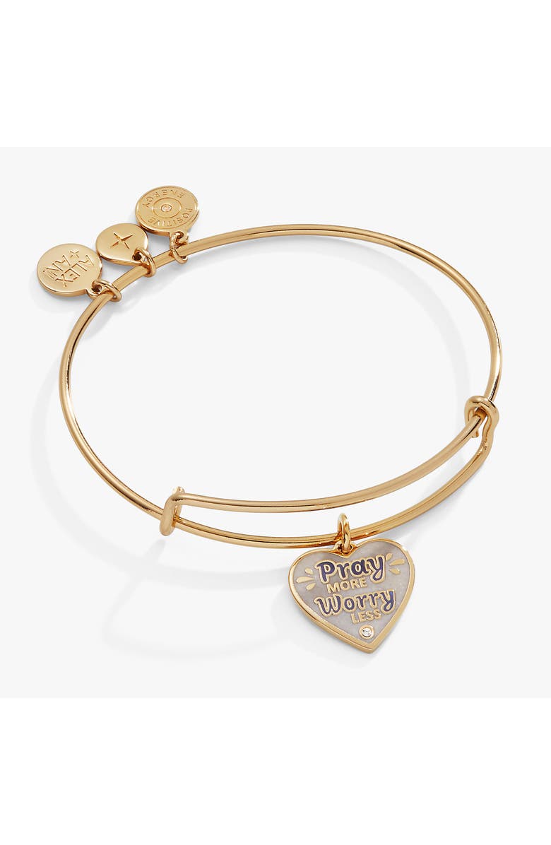 Alex and Ani Pray More Worry Less Bangle, Main, color, Gold