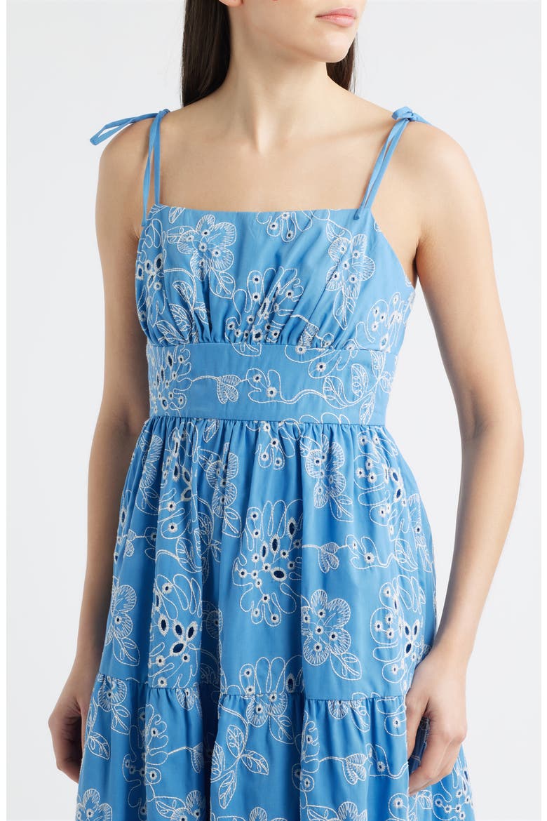 Cotton Blend Eyelet Midi Sundress, Alternate, color, BLUE MULTI