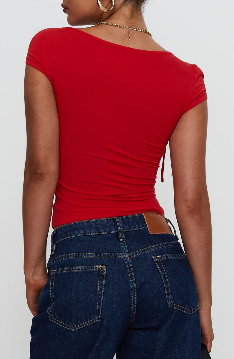 Princess Polly Daena Tie Accent Square Neck Top, Alternate, color, Red