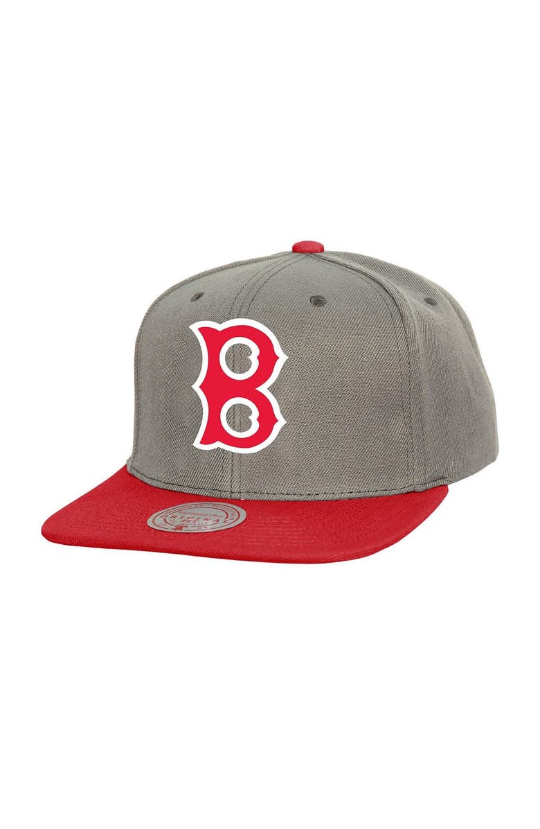 Mitchell & Ness Men's Mitchell & Ness Gray Boston Red Sox Cooperstown Collection Basic Flip Snapback Hat, Main, color, Gray