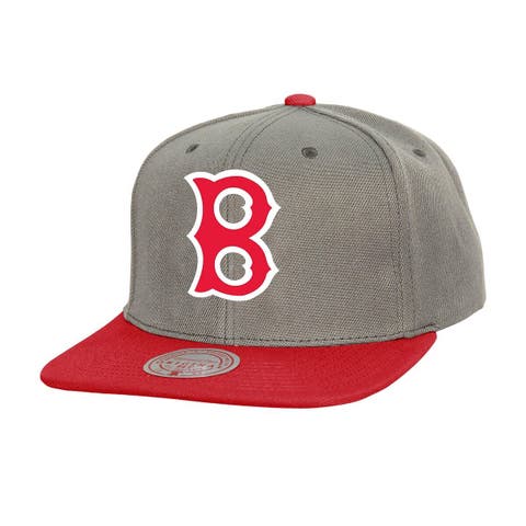 Men's Mitchell & Ness Gray Boston Red Sox Cooperstown Collection Basic Flip Snapback Hat