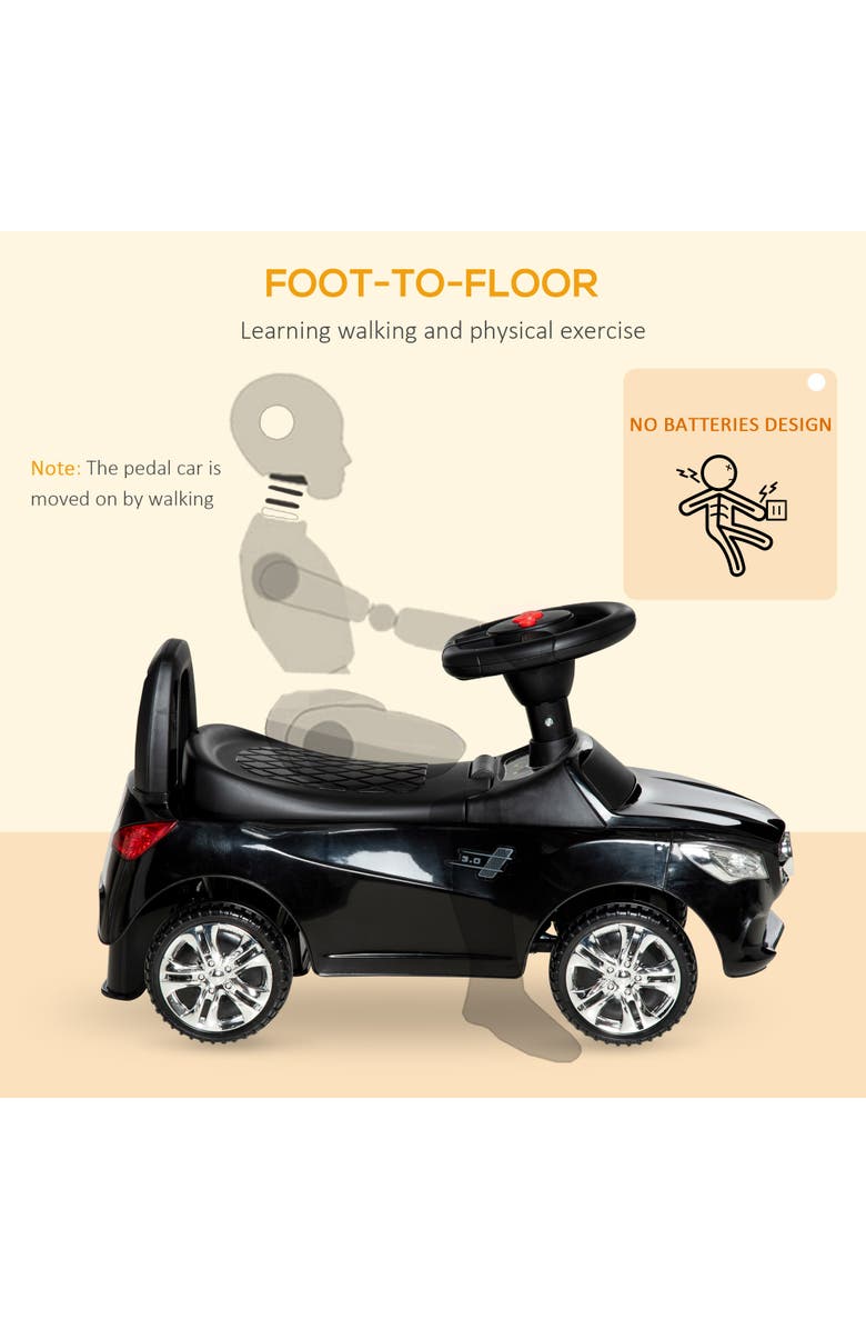 Aosom Kids Ride On Push Car with Horn, Music, Headlights, Storage, Alternate, color, Black