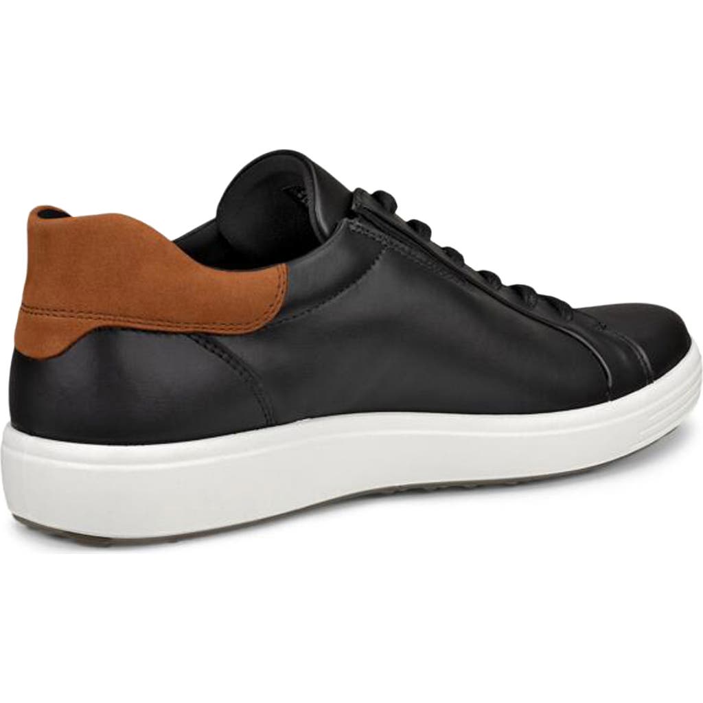 Ecco Soft 7 Sneaker In Black/cognac