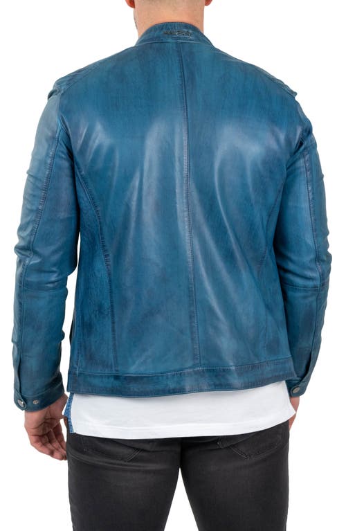 Maceoo Leather Jacket In Blue