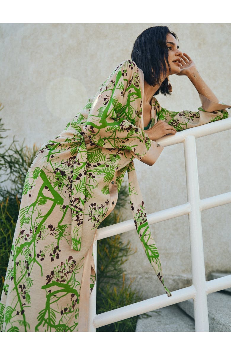 Lost Pattern NYC "Coco Dream" Belted Kaftan Dress, Alternate, color, Green