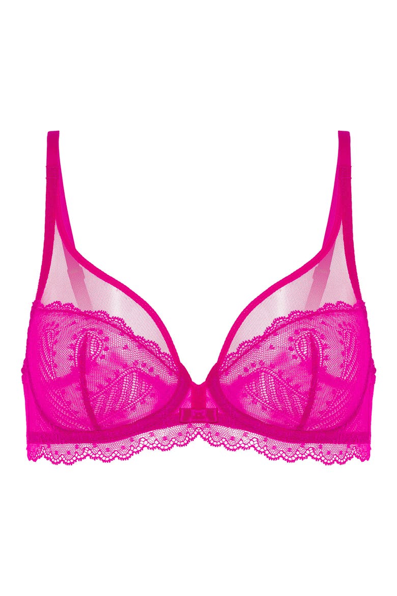 Canopee Underwire Plunge Bra, Alternate, color, HIBISCUS PINK