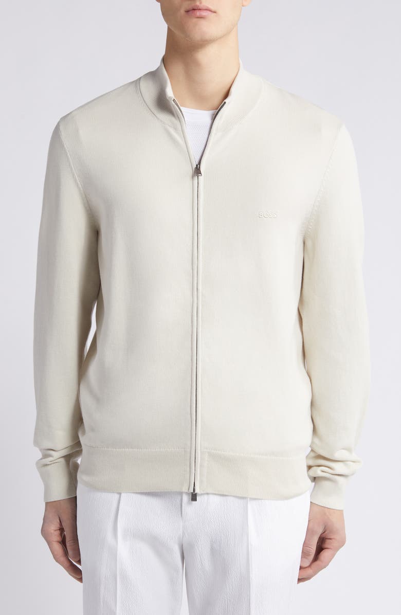 BOSS Palano Cotton Zip-Up Cardigan, Alternate, color, 