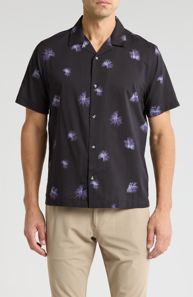 TravisMathew Casino Holiday Camp Shirt, Main, color, Black