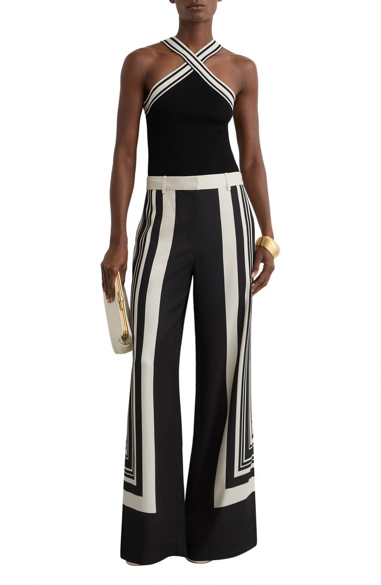 Reiss Ivanna Rib Top, Alternate, color, Black/ White