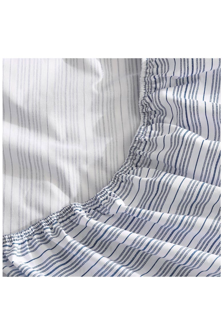 Beaux Stripe Percale Cotton Fitted Sheet, Alternate, color, DARK BLUE