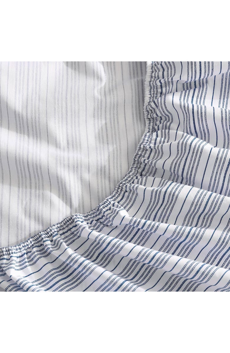 Nautica Beaux Stripe Percale Cotton Fitted Sheet, Alternate, color, Dark Blue