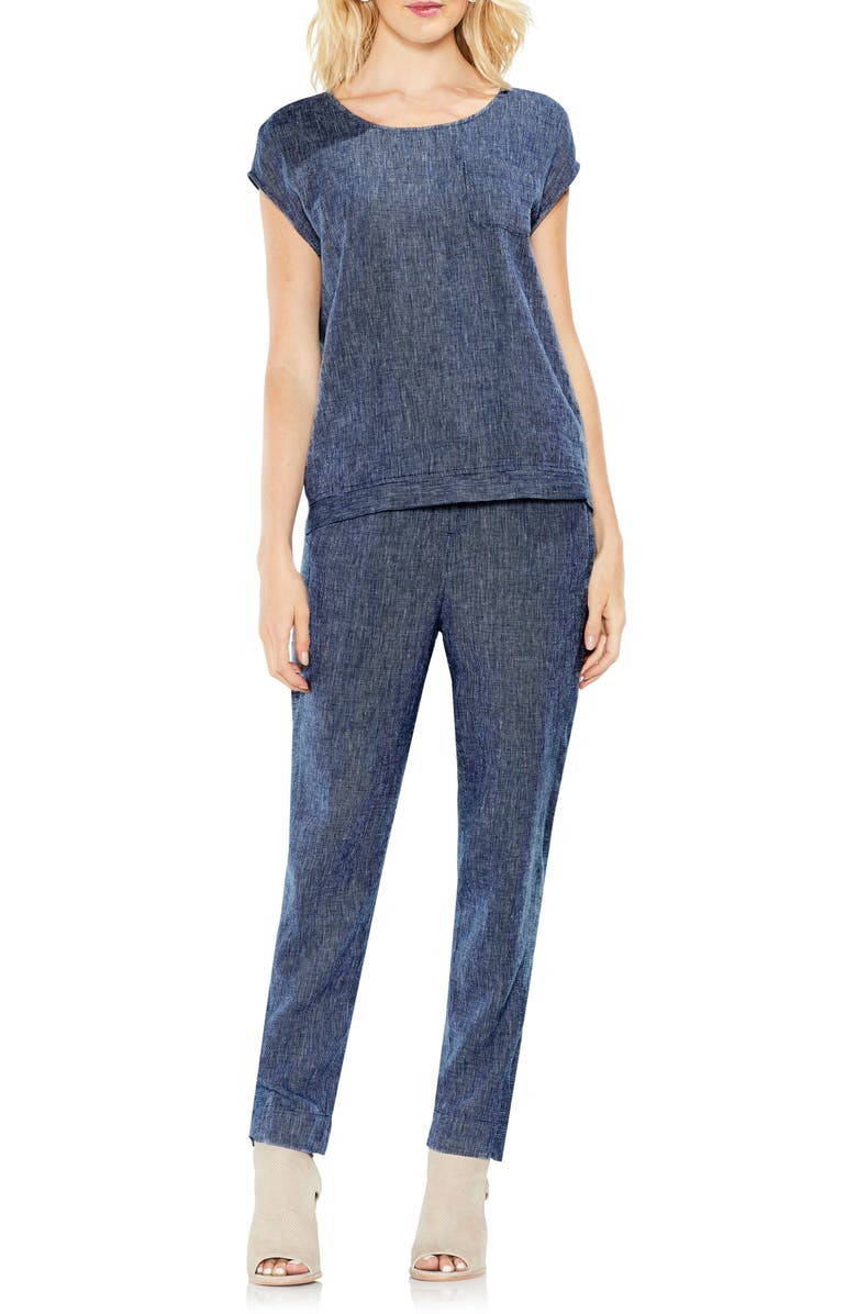 Two by Vince Camuto Drop Shoulder Linen Top, Alternate, color,