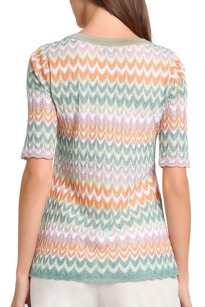 Pointelle Zigzag Knit Tunic, Alternate, color, GREEN/MULT