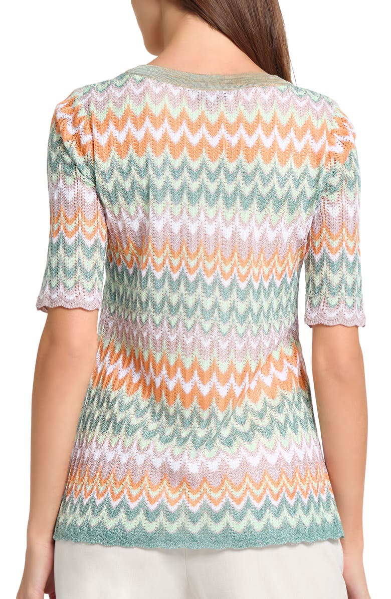 Misook Pointelle Zigzag Knit Tunic, Alternate, color, Green/Mult
