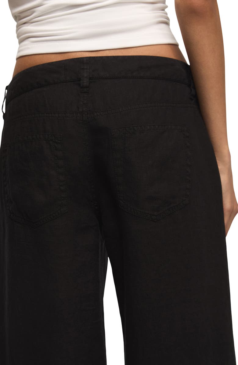 Lucky Brand Baggy Wide Leg Linen Pants, Alternate, color, Caviar